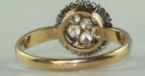 FRENCH ANTIQUE 18K GOLD PLATINUM .70 CARAT DIAMOND RING