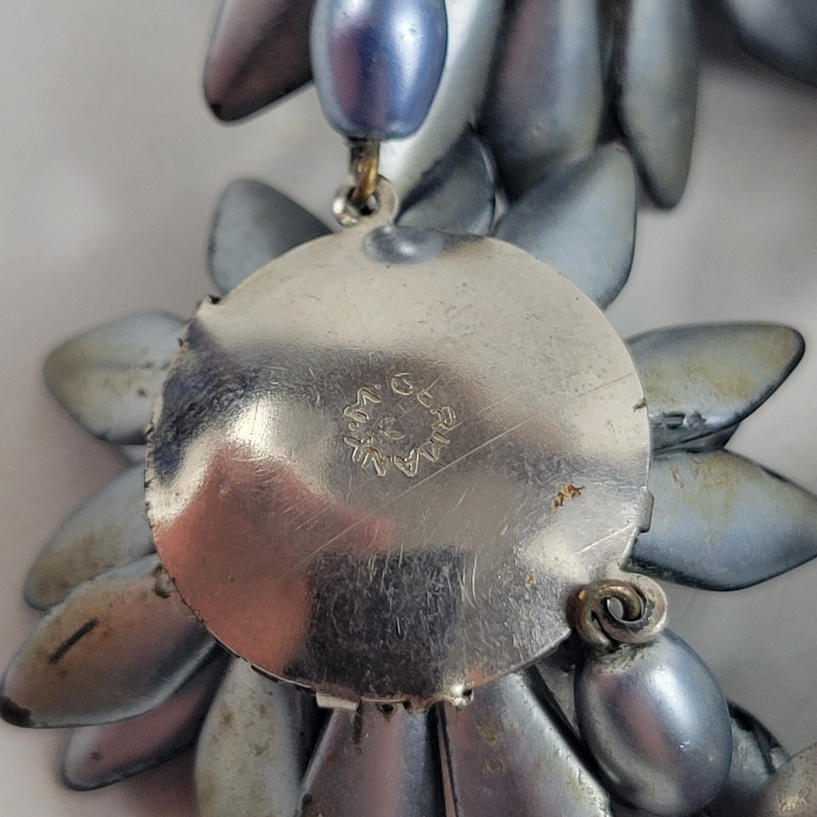 Vintage West Germany Silver Toned Floral Cluster and Faux Pearl Necklace