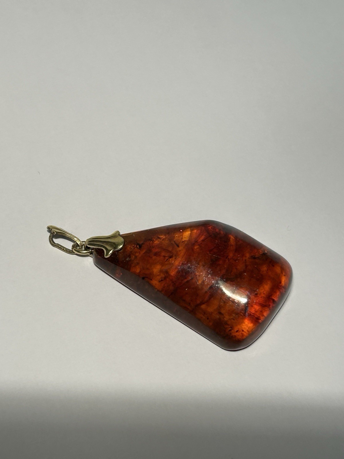 Vintage Baltic Amber Pendant Gold Bail AD Mark Honey Cognac Natural*