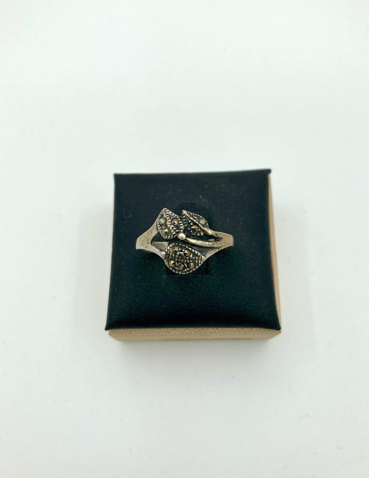 Vintage 925 Sterling Silver & Marcasite Ring – Size 7 – Marked CW