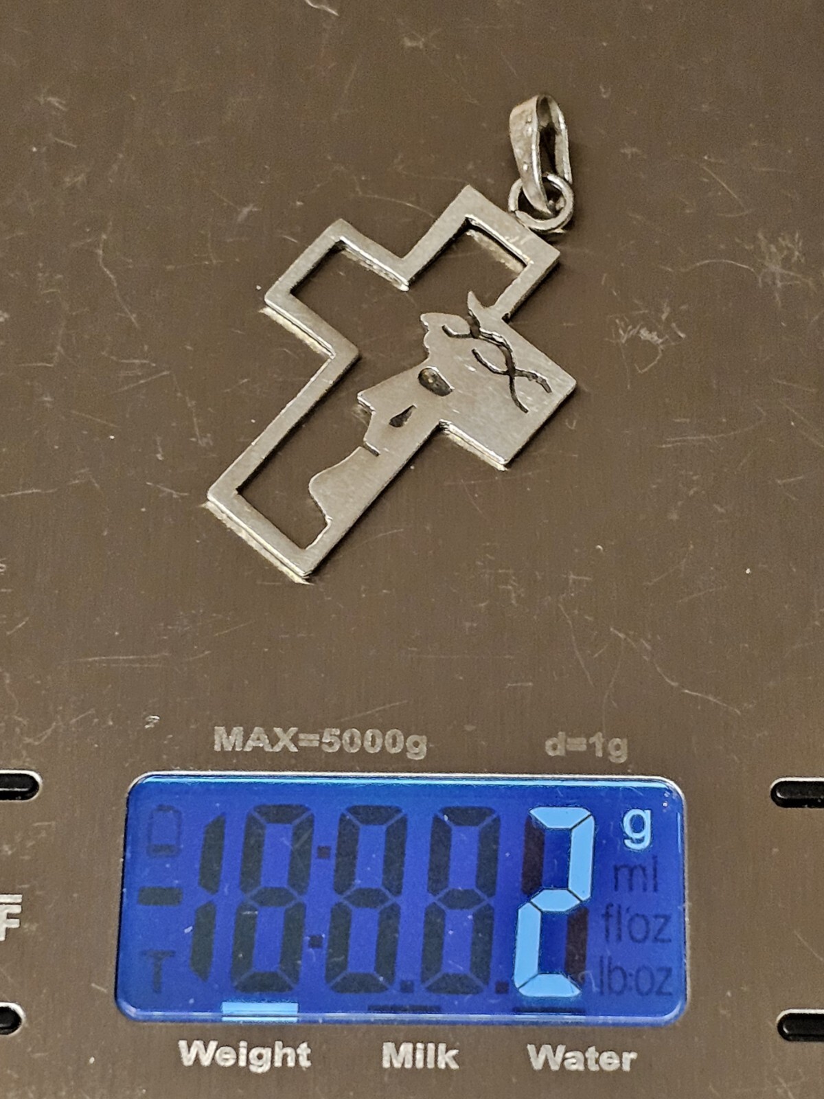 Vintage Cut Out Jesus Christ Thorn Crown Mex 925 Sterling Silver Cross Pendant