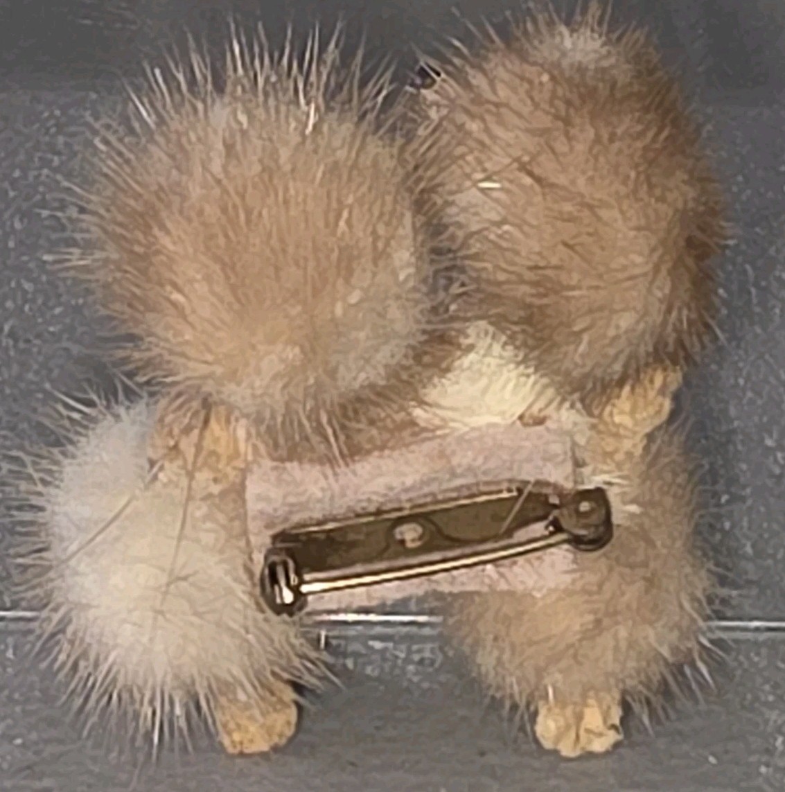Vintage Mid-Century-Modern Mink? Brown Fur Poodle Brooch Approximately 2″x 2″