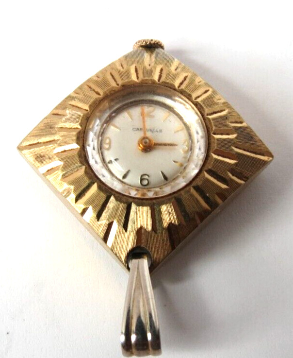 VINTAGE 1960’S WOMENS SWISS CARAVELLE 7’J NECKLACE PENDANT WATCH MANUAL WIND RUN