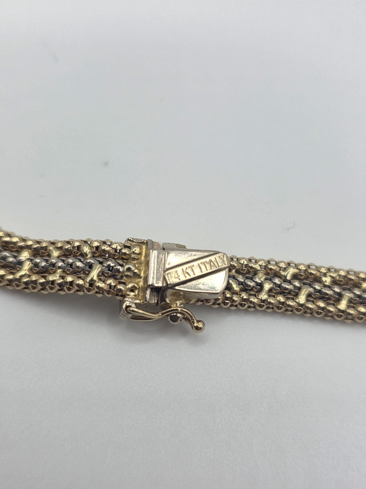 14k Two Tone Gold Vintage Estate Bead Popcorn Necklace Mesh GORGEOUS ELEGANT