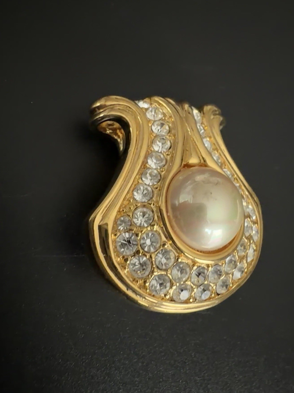 Nolan Miller Portofino Convertible Pearl Slide Pendant Only Signed Gold Pave Vtg