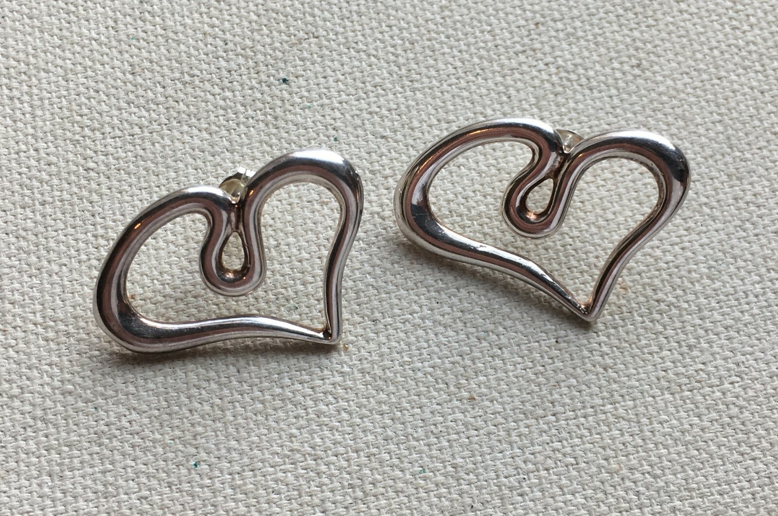 Heart Swirl Ribbon Earrings Sterling Steampunk Retro Modern Abstract OOAK 1″