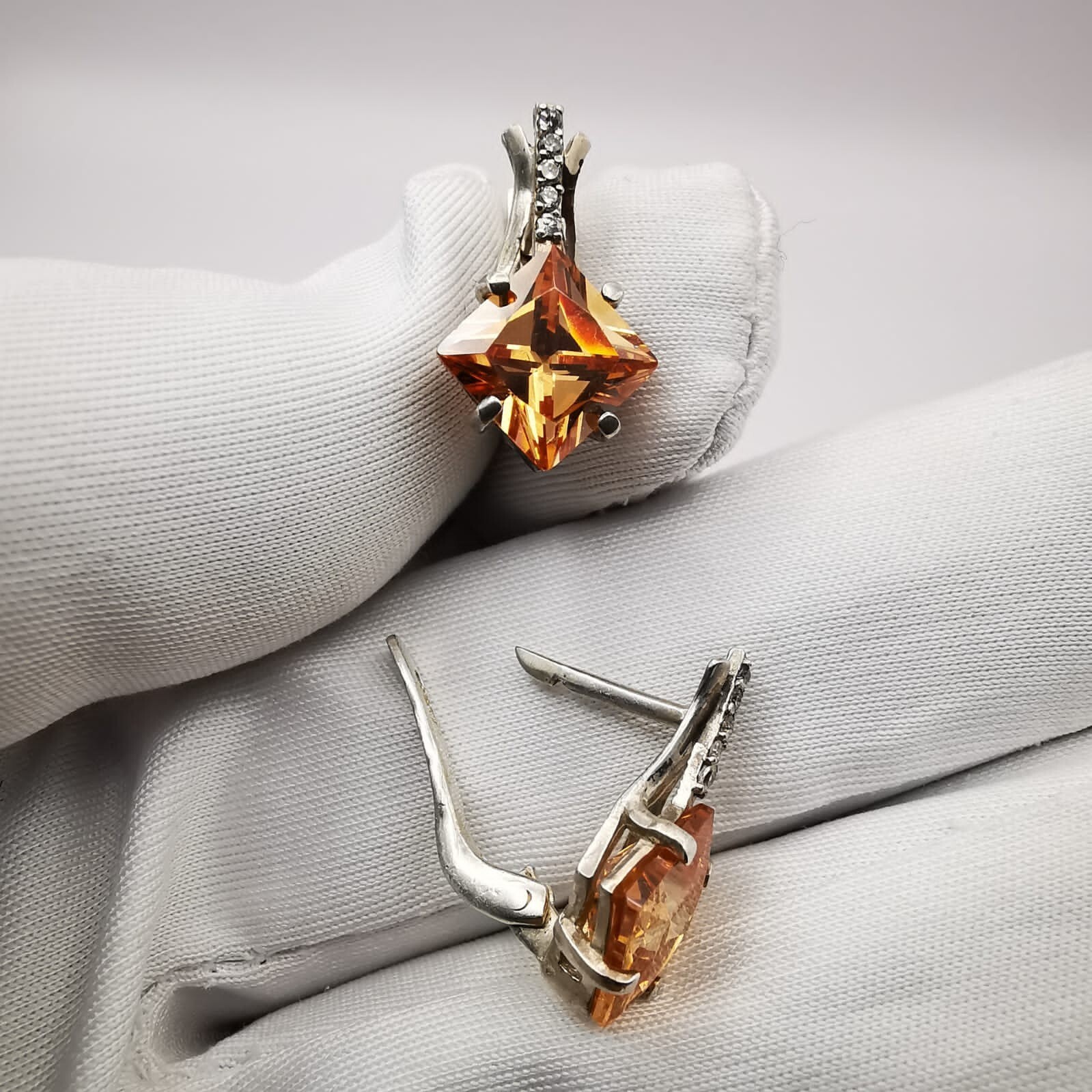 Vintage Unusual Set Earrings Ring Sterling Silver 925 , Women’s Jewelry Zirconia
