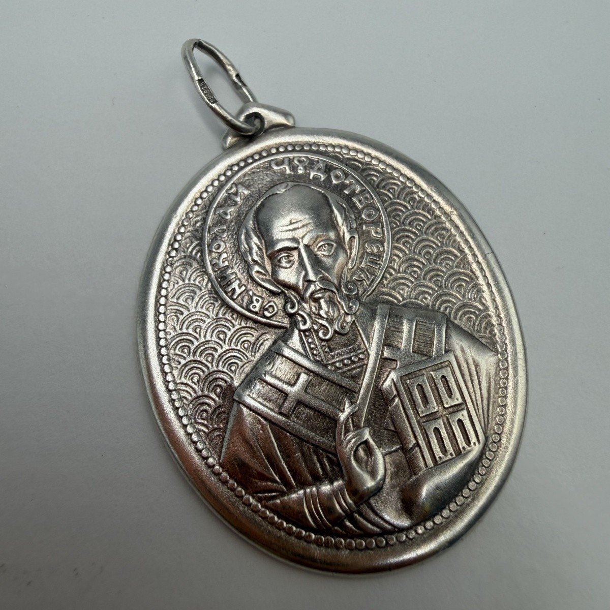 Vintage Pendant Icon Saint Nicholas the Wonderworker Sterling Silver 925 Jewelry