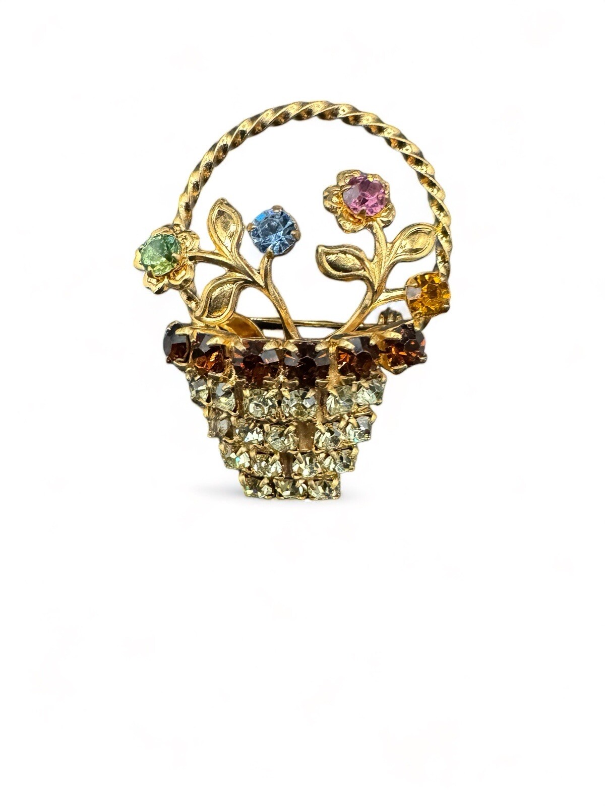 Vintage Mother’s Gold-Tone And Rhinestone Hearts And Flowers Brooches