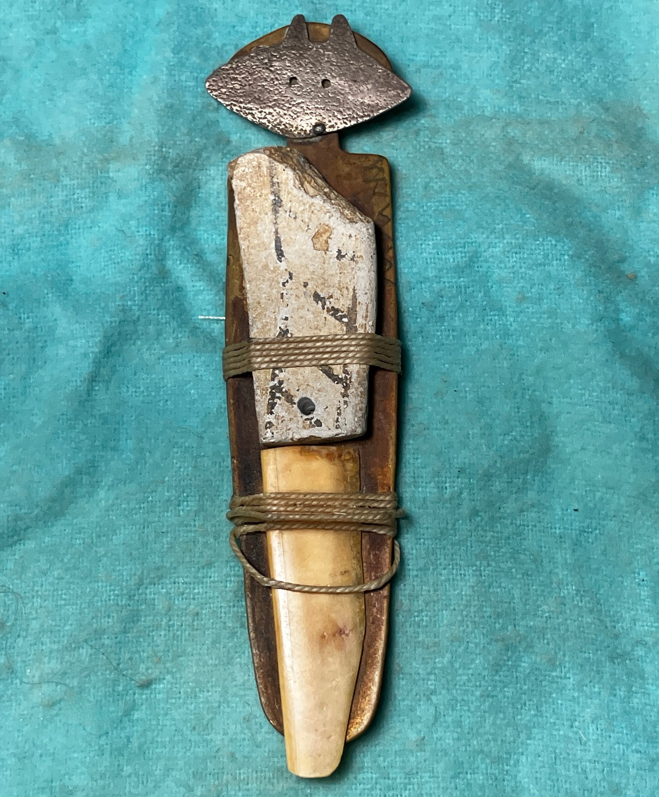 Vintage Brutalist Figural Brooch Signed Mixed Media Modernist Abstract Pin