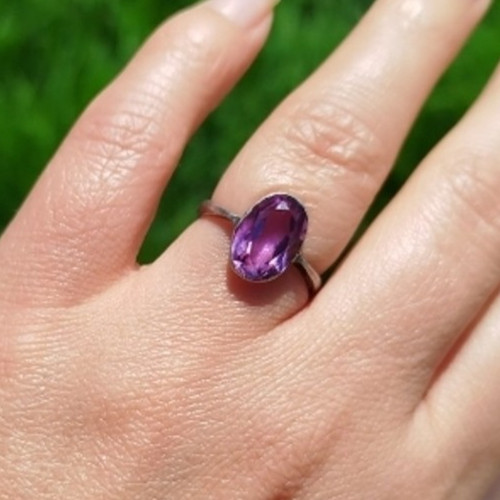 Vintage Beautiful Ring purple stone Silver 875 star USSR times Jewelry size 6.75