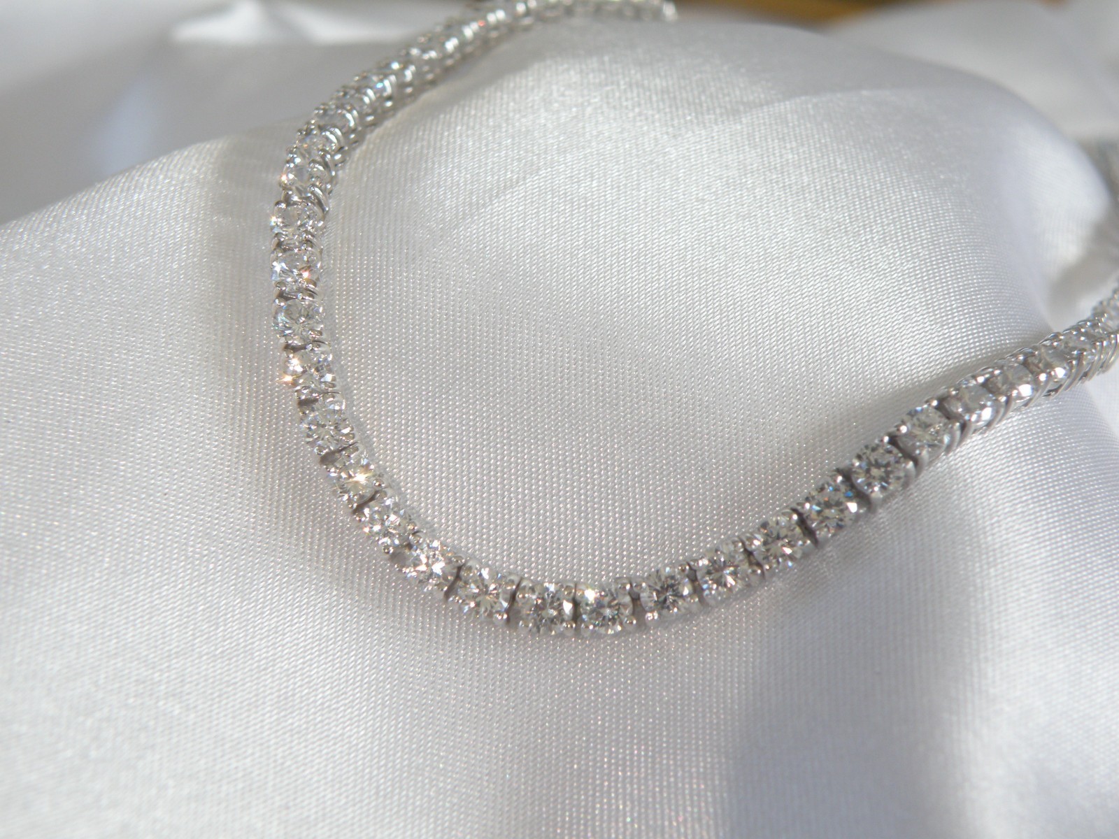 Vintage Sterling Silver 925 Cubic Zirconia Tennis Necklace Fits 18″