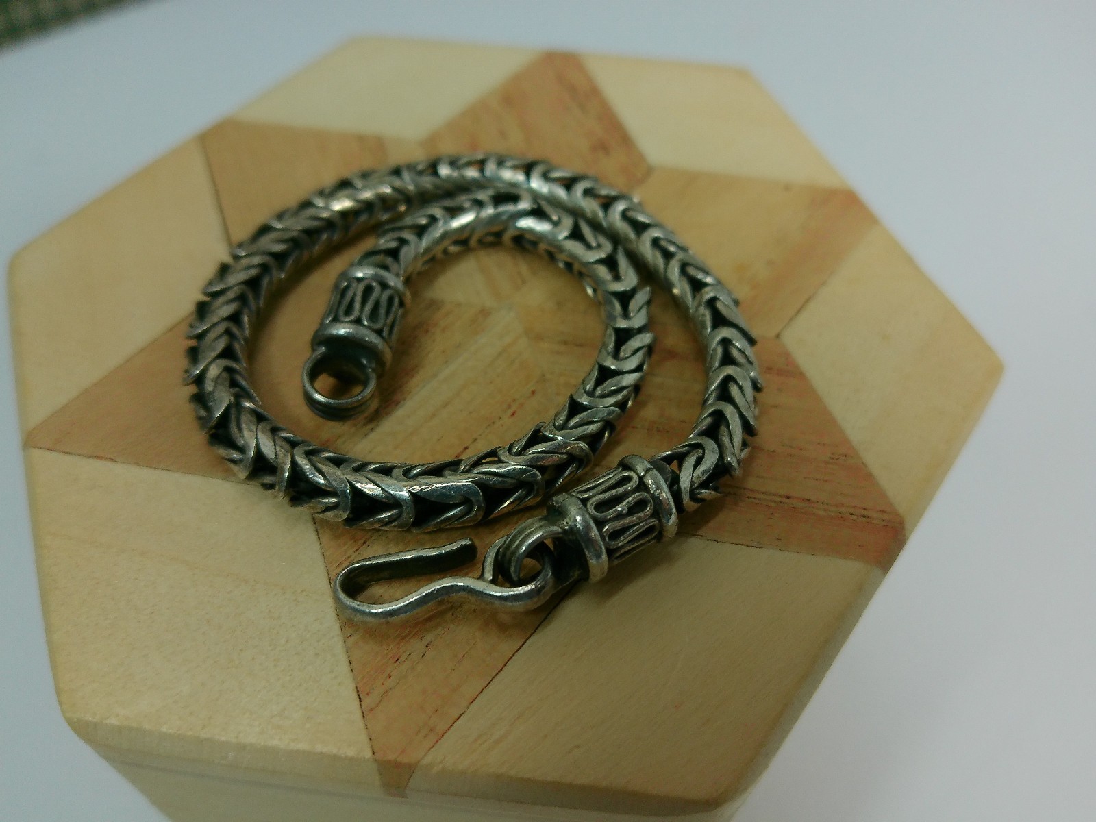 Vtg Foxtail Wheat Braid Sterling Silver 4.6mm Wide Spiga Hook End Bracelet 8.5″