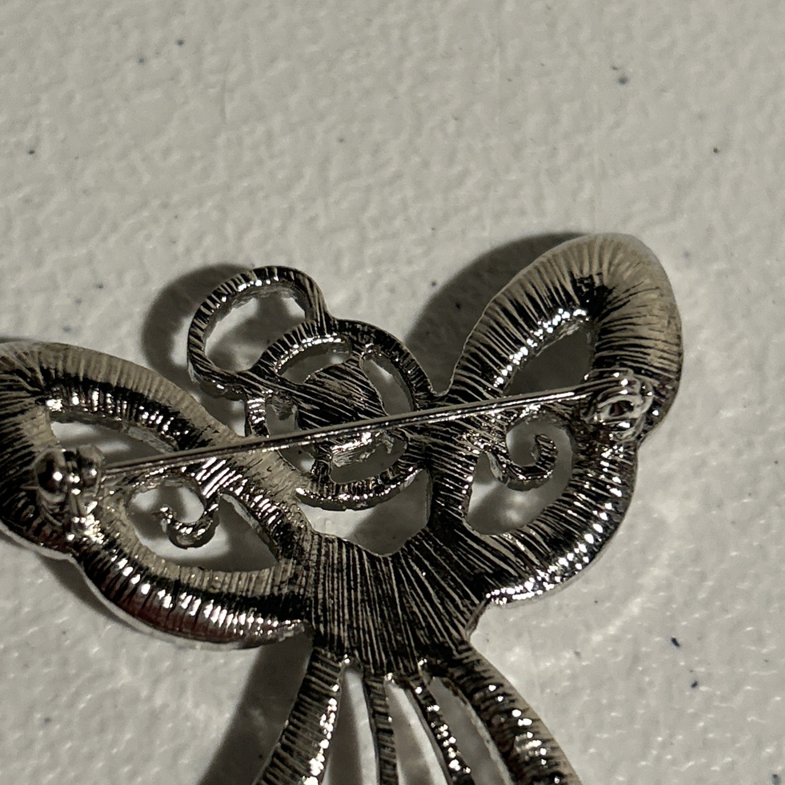 Angel Crystal Brooch Silver approximately 2 1/2” X 2”