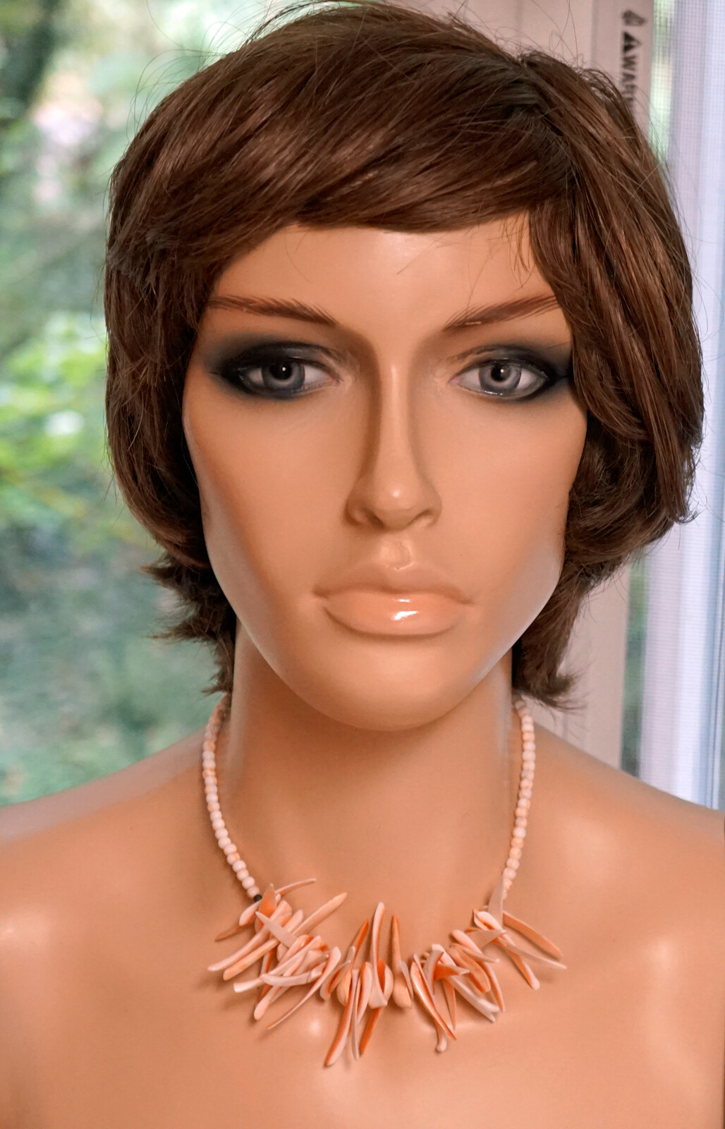 Vintage Shell Necklace Pieces and Beads 15.5 inches long