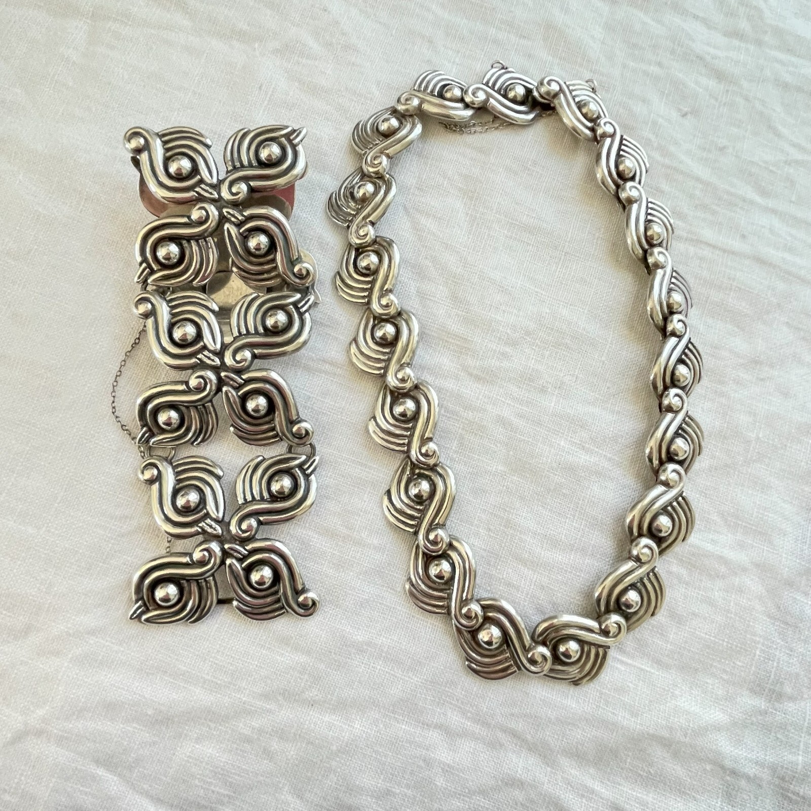 Vintage Los Castillo Necklace/Bracelet Set #122, Taxco Mexico Sterling