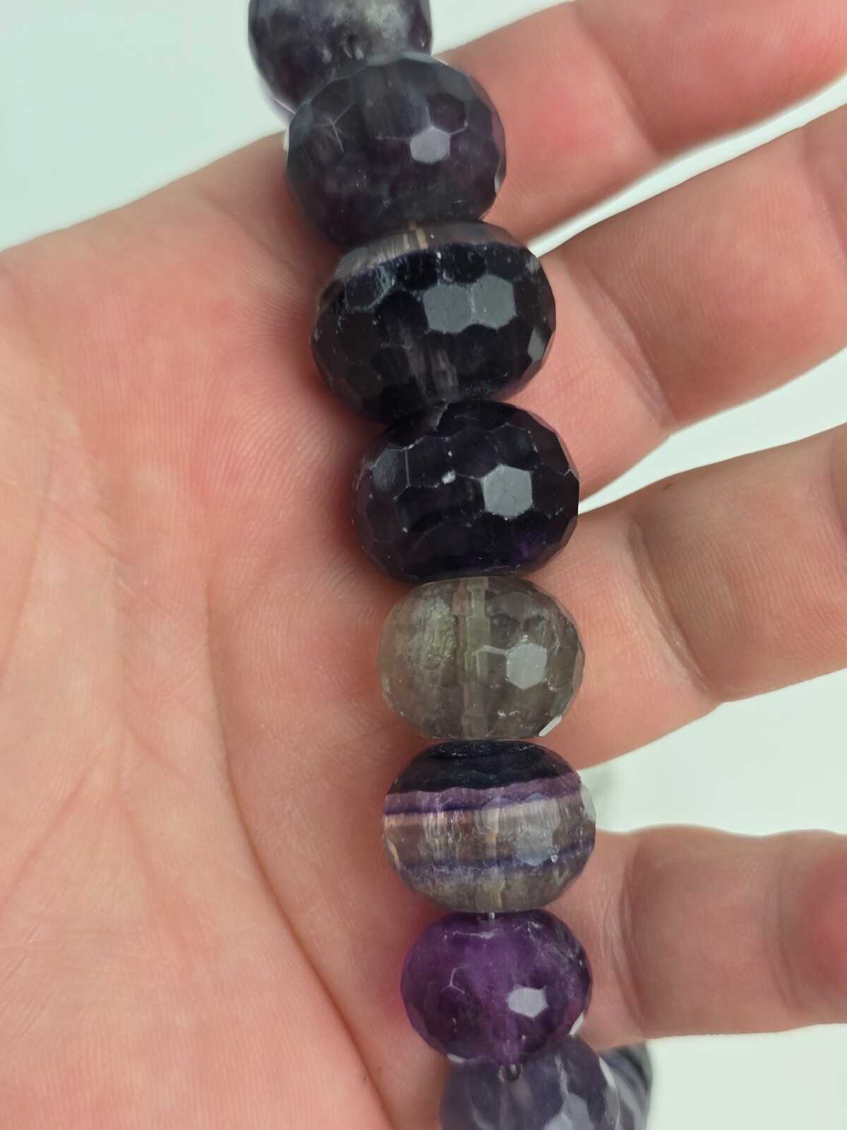 Sterling Silver Large Faceted Shades Purple Amethyst Graduated Bead Necklace 20″