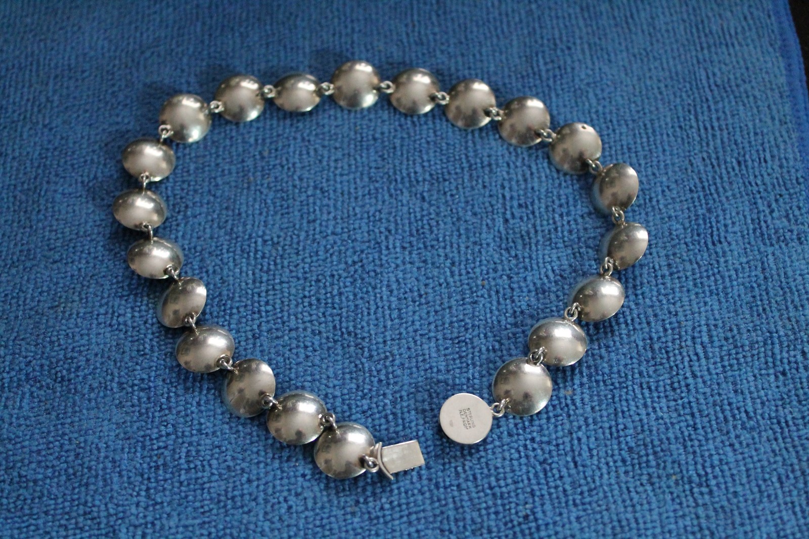 NE Neil Erik FROM Denmark Cognac Amber Cabochon Round 925 Sterling Choker