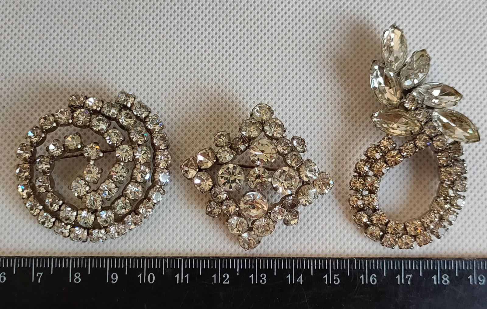 Vintage set of Soviet Czechoslovakian brooches with stones, 3 pcs. USSR.