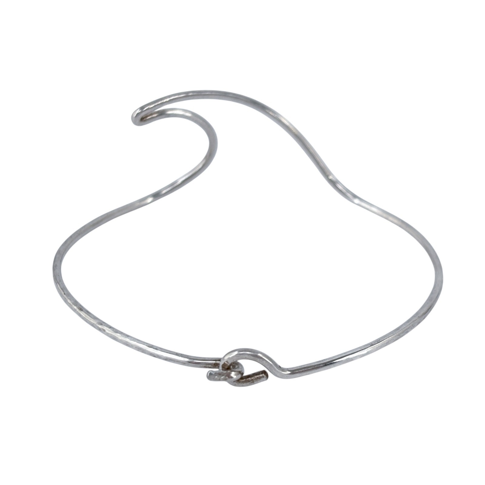 Vintage Wave Wire Bangle Bracelet | Sterling Silver 925 | 7″