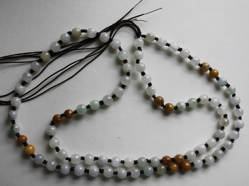 Hand Knotted String JADE Beads Necklace Thread Charm Pendant Jewelry Making #113