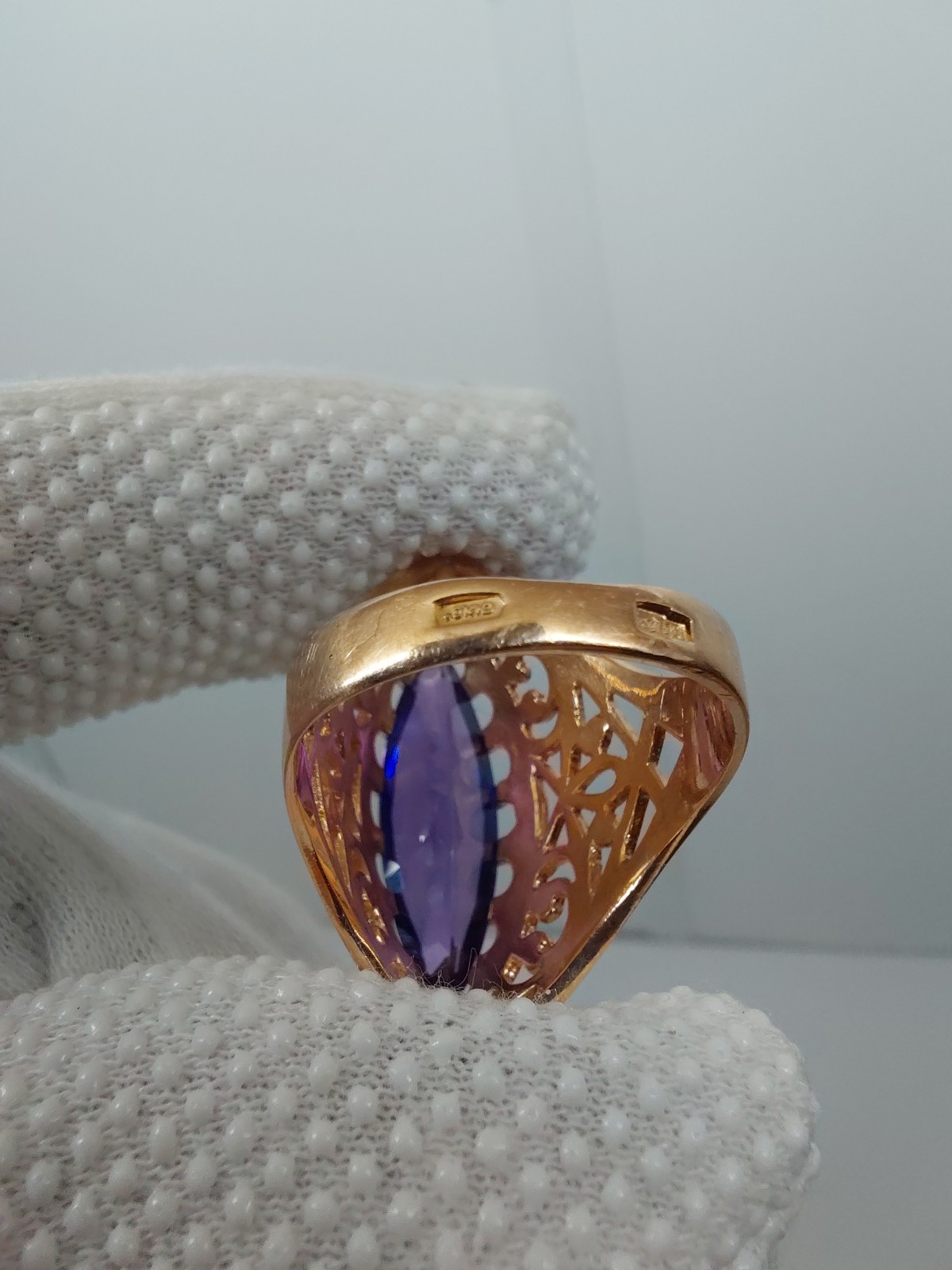 Vintage Soviet Solid Rose Gold Ring 14 K 583 Alexandrite Size 8.25