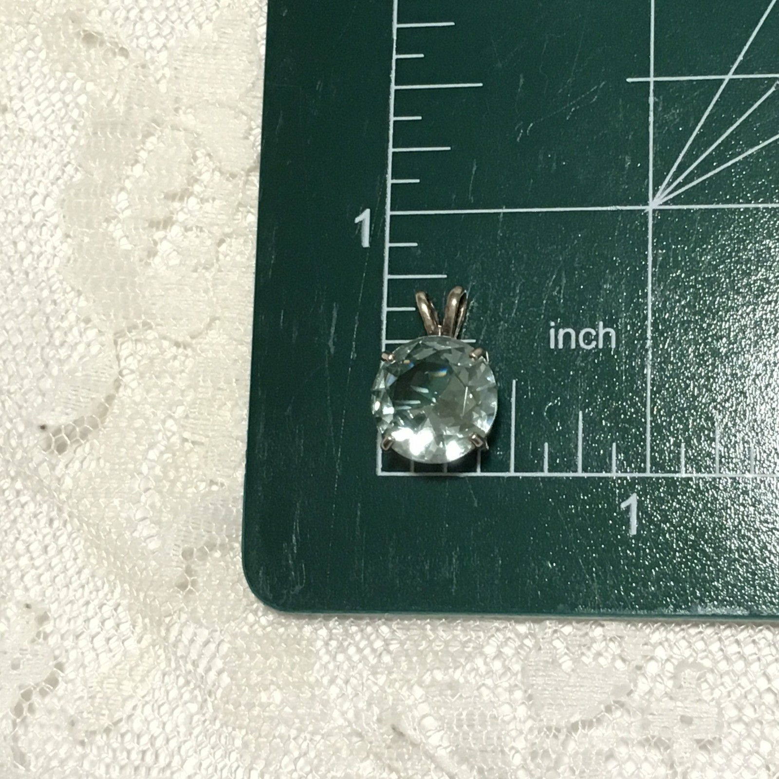 Vintage Sterling Silver Aqua Blue Teal Faceted Solitaire Pendant