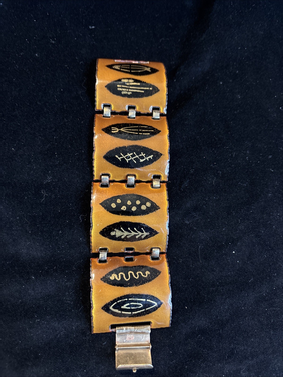Vintage Copper Statement Bracelet! Enamel Over Copper 7”x2”