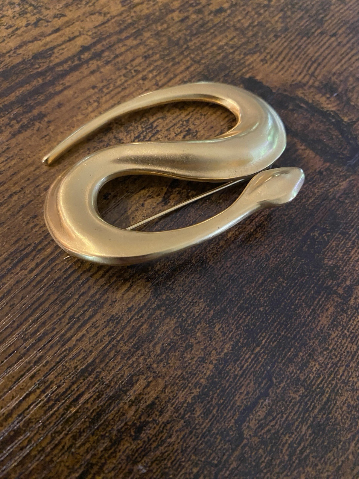 Robert Lee Morris Vintage 1980s Gold Plated Figural Snake Large Pin