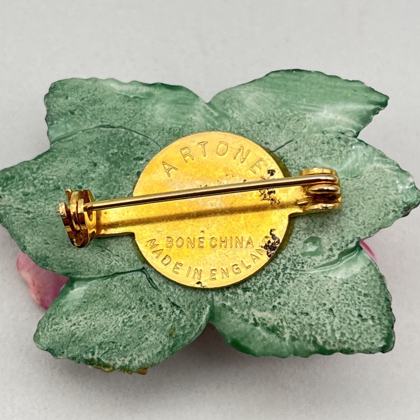 Vintage Porcelain Flower Brooch Lot of 2 Colorful Pins Made in England