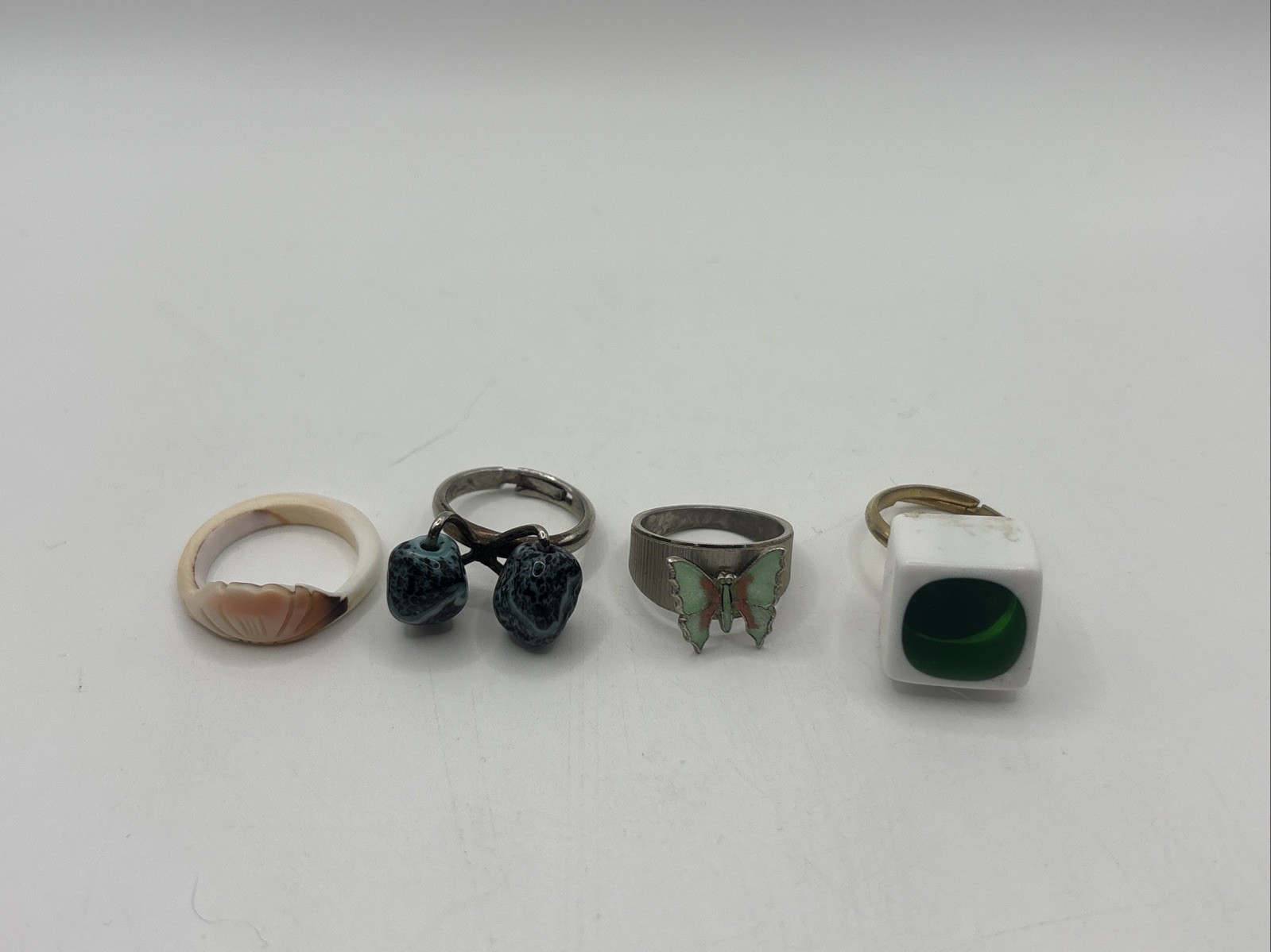 Vintage Costume Jewelry Rings Gold And Silver Tones Different Sizes Set Of 4