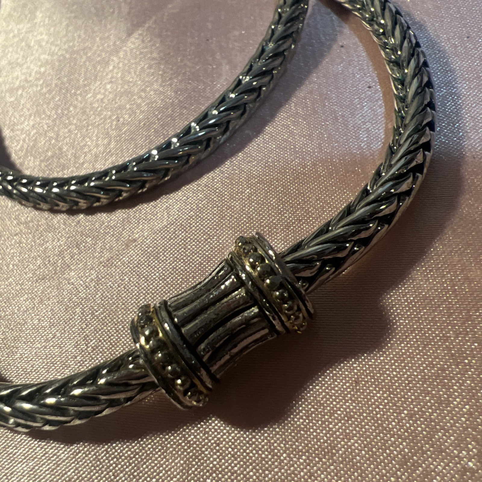 Vintage Silver Tone Thick Foxtail Chain Magnetic Clasp Necklace 23.5”
