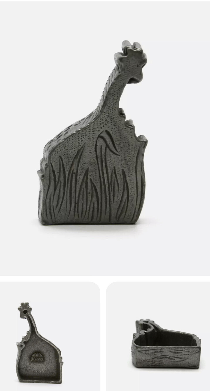 Vintage Torino Pewter Stylized Modern Giraffe Pendant Or Box From Jewelry Set