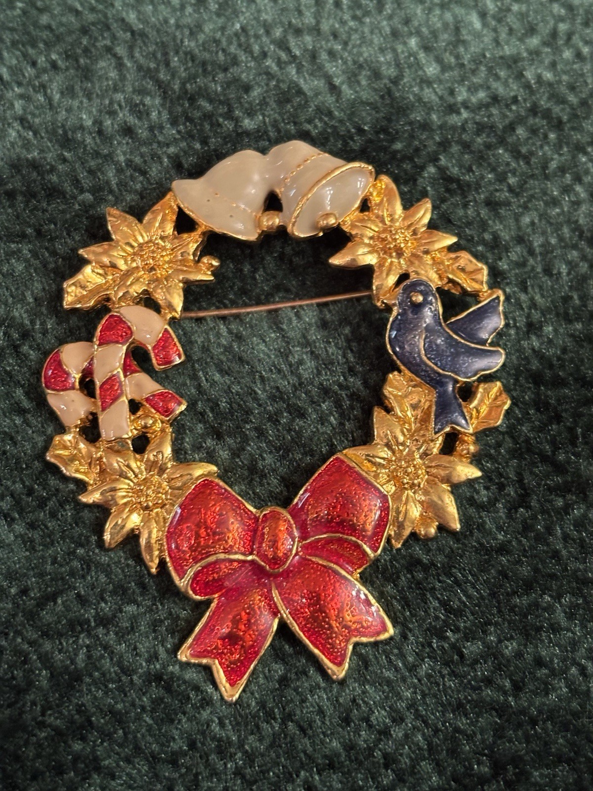 Vtg Collection Of 9 Christmas Pin/Brooches Gold Plate Enamel Fun World Plastic