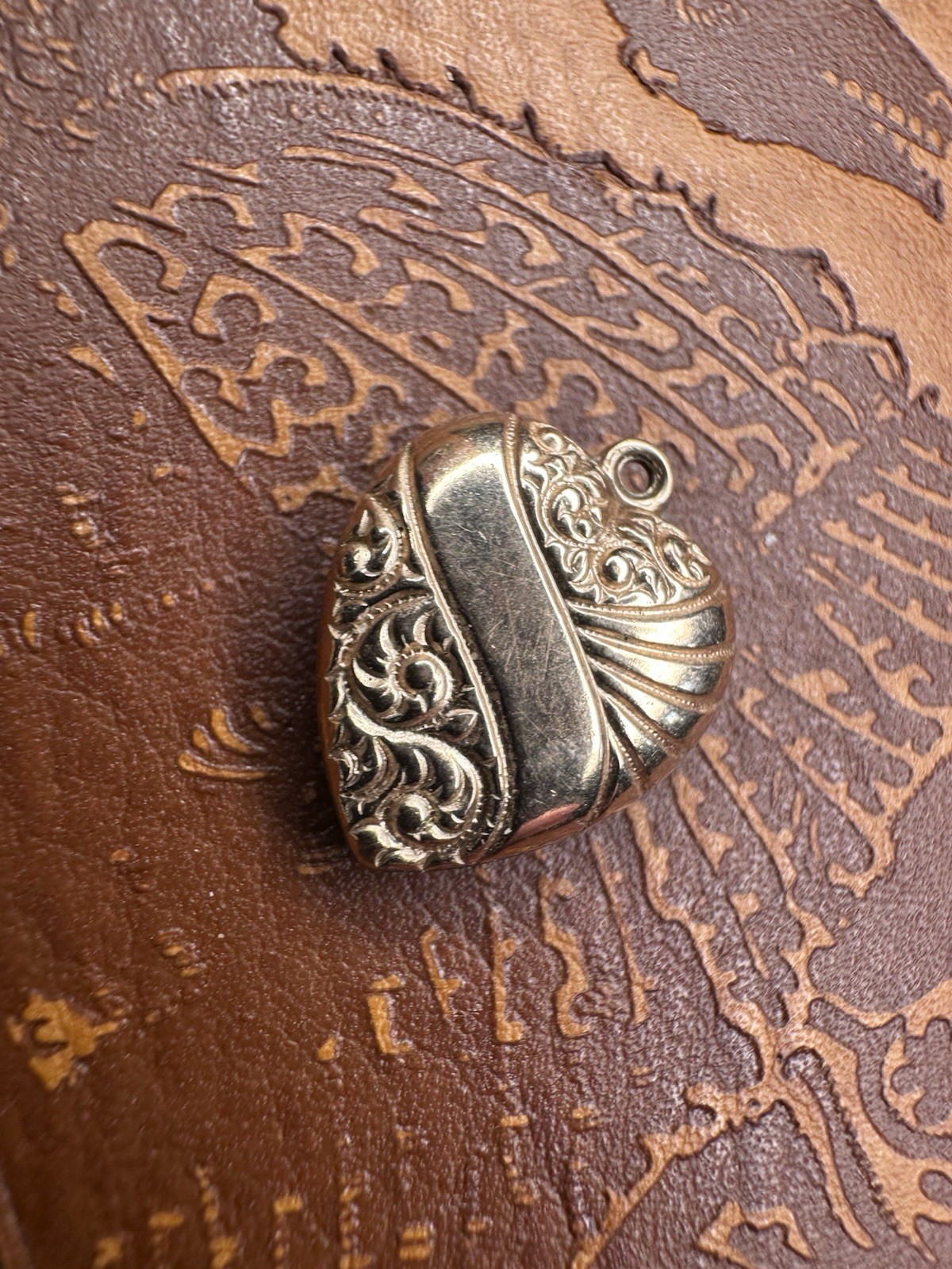 Victorian Puffy Heart Charm Gold Filled Antique Pendant