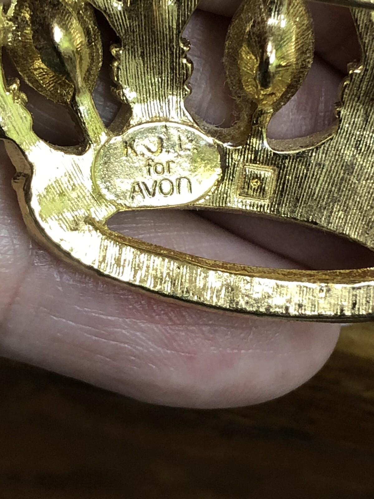 Estate Find, Signed KJL For Avon Crown With Rhinestones Brooch Pin