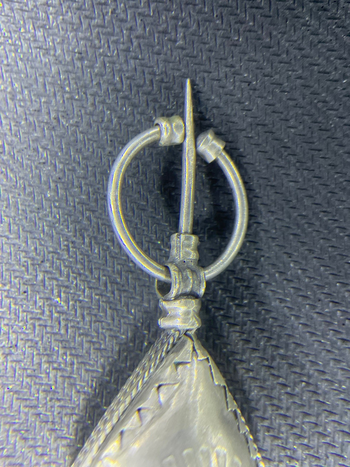 Moroccan Berber Fibula Tiznit Pendant Brooch Silver/ Green Gem *Read* 🌙