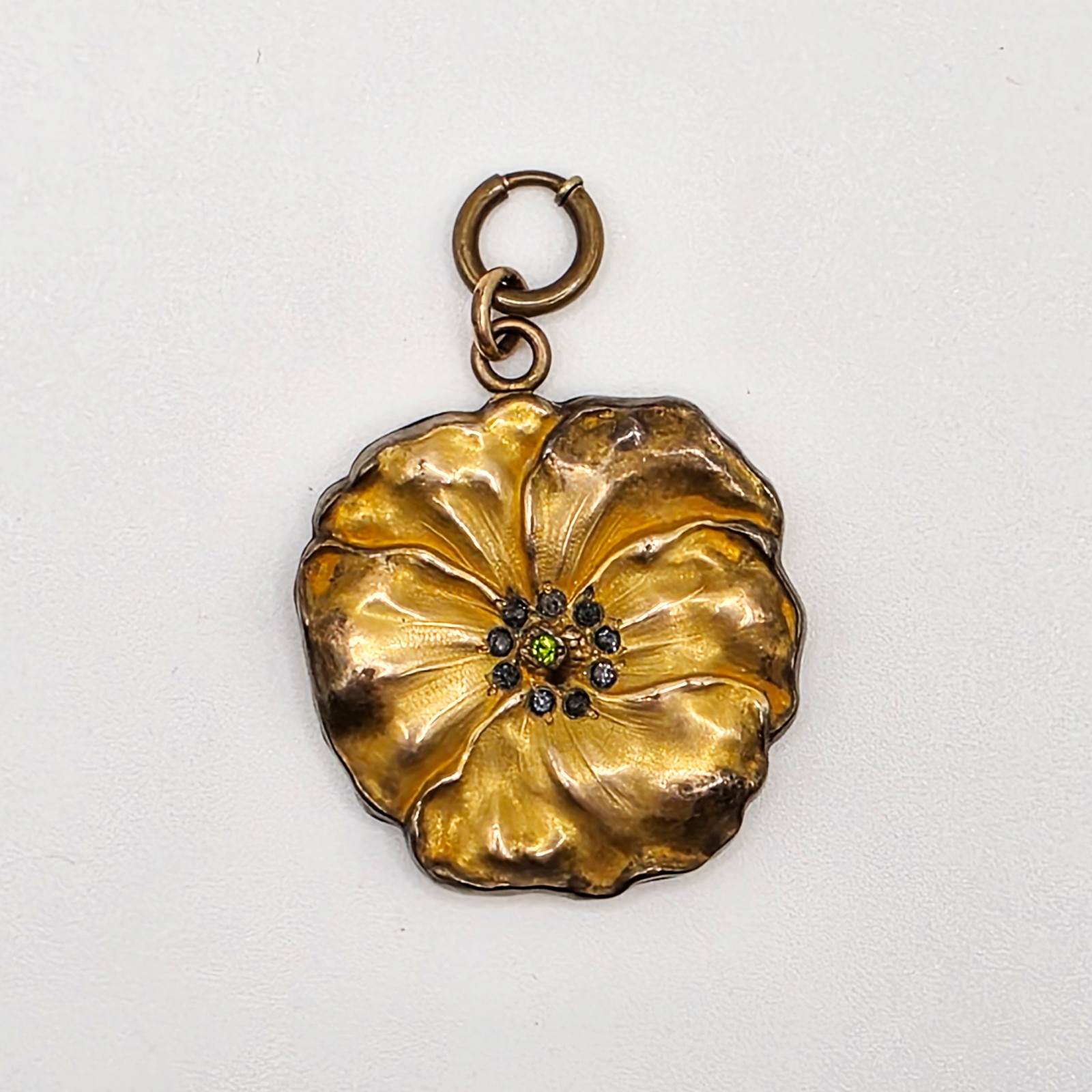 Antique Victorian Gold Filled Pansy Locket Pendant Art Nouveau Floral Charm