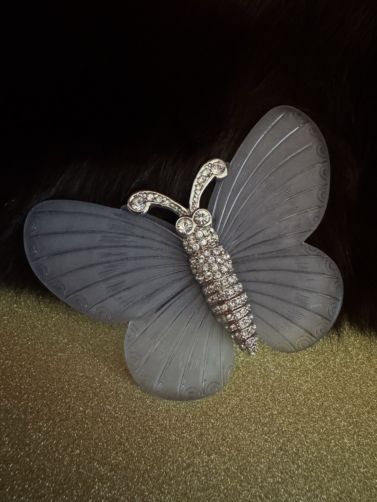 Stunning Butterfly Brooch, Lucite, signed Kenneth Jay Lane with crystals