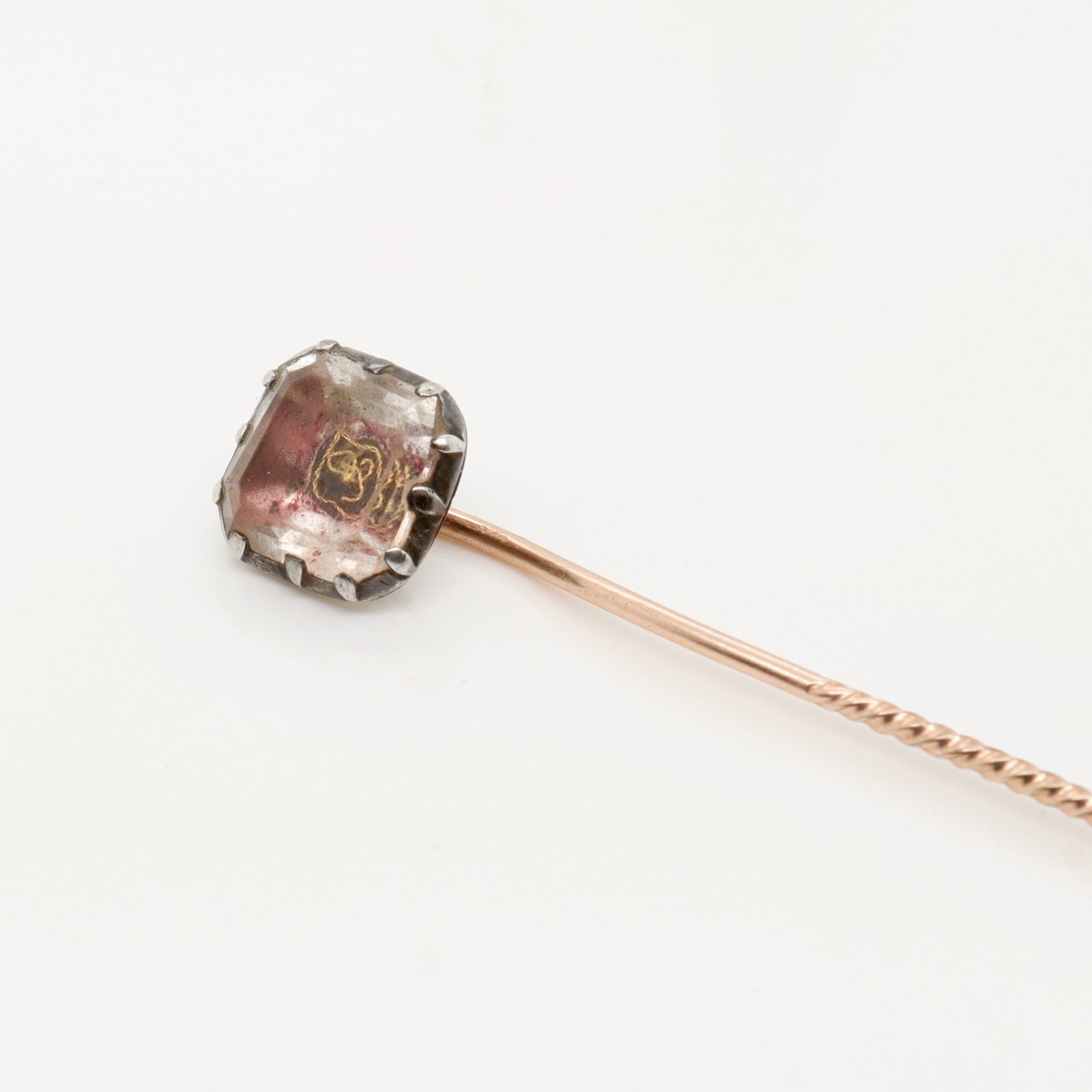 Antique 17th / 18th Century English Foiled Stuart Crystal Stick Pin