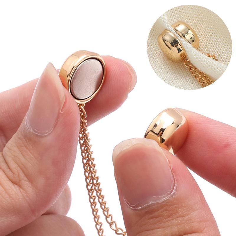 1PC Magnetic Chain Brooch Clip Button for Scarf, Cuffs, Trousers, Sewing Supply