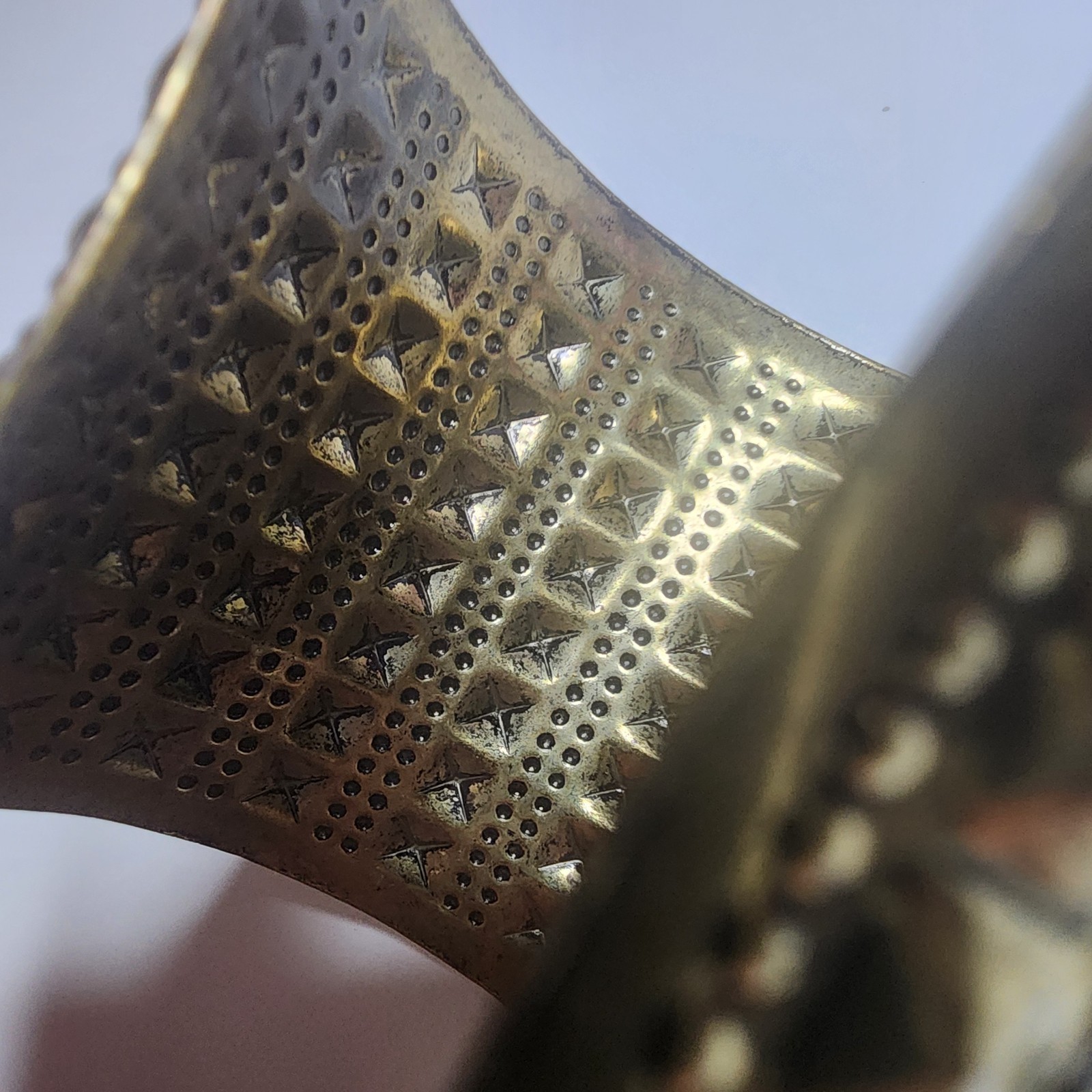 Vintage Wrist Cuff Arm Bracelet Golden Tone Metal Gypsy Egyptian Gladiator Cool