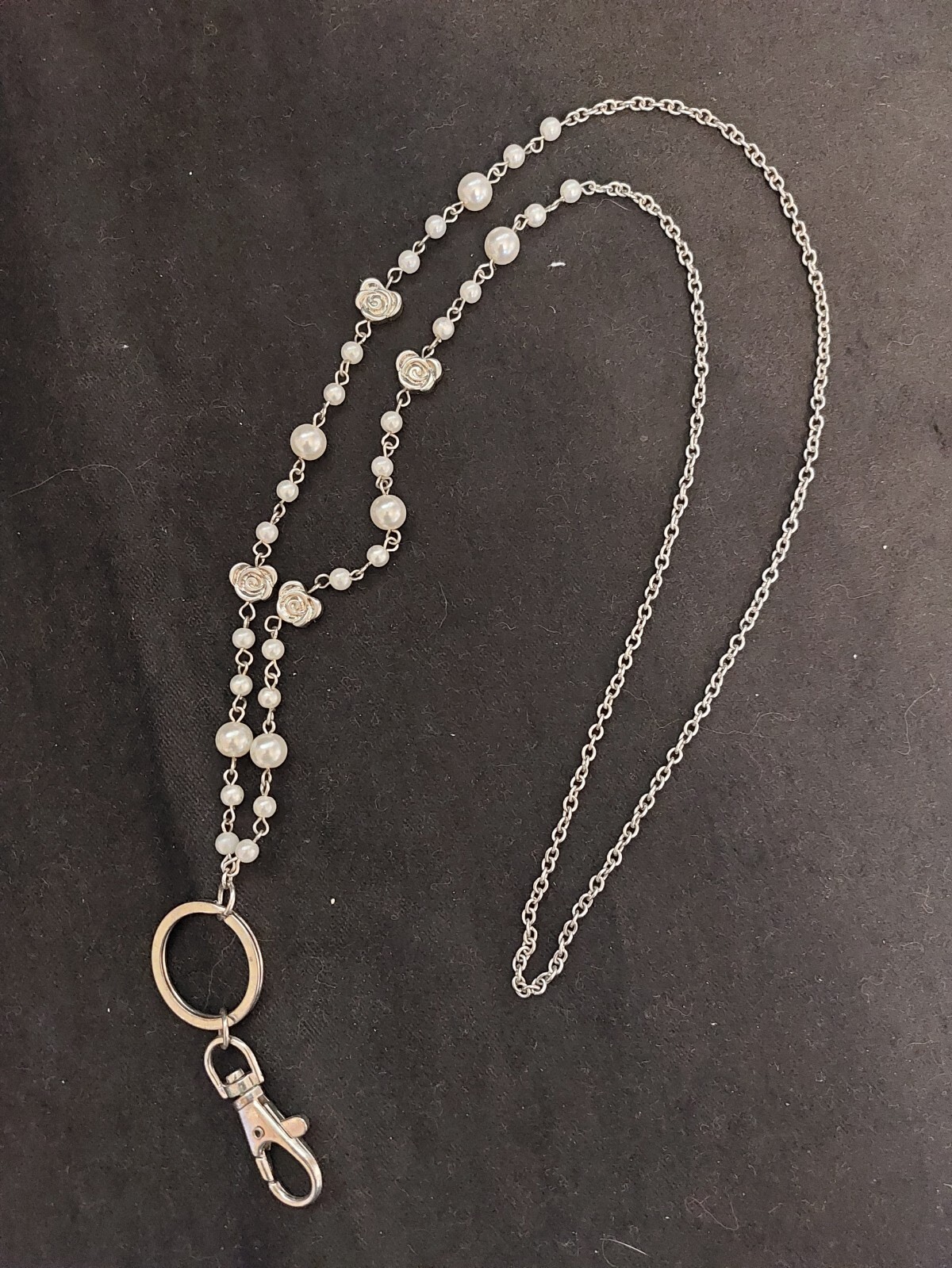 Vintage Style Chain & Bead Lanyard with Swivel Lobster Claw Clasp 35″