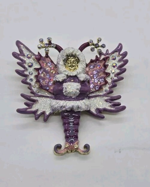 Kirks Folly Felicia Frost Snow Angel Pin Pendant Gold tone Legacy Collection