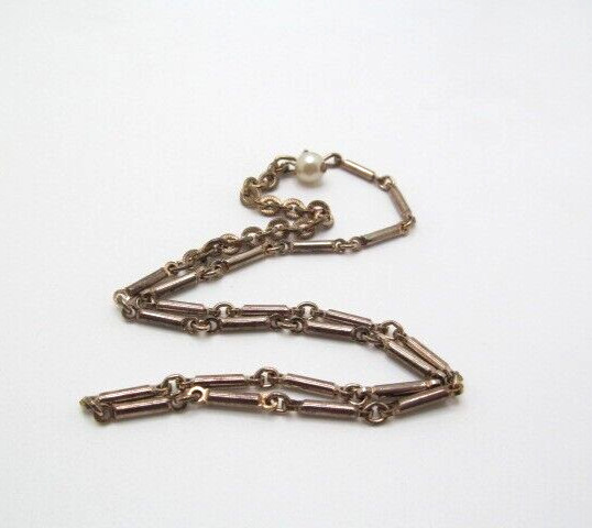 Vintage Gold Tone Bar Link 2.25mm Embellished Adjustable Hook Chain Necklace