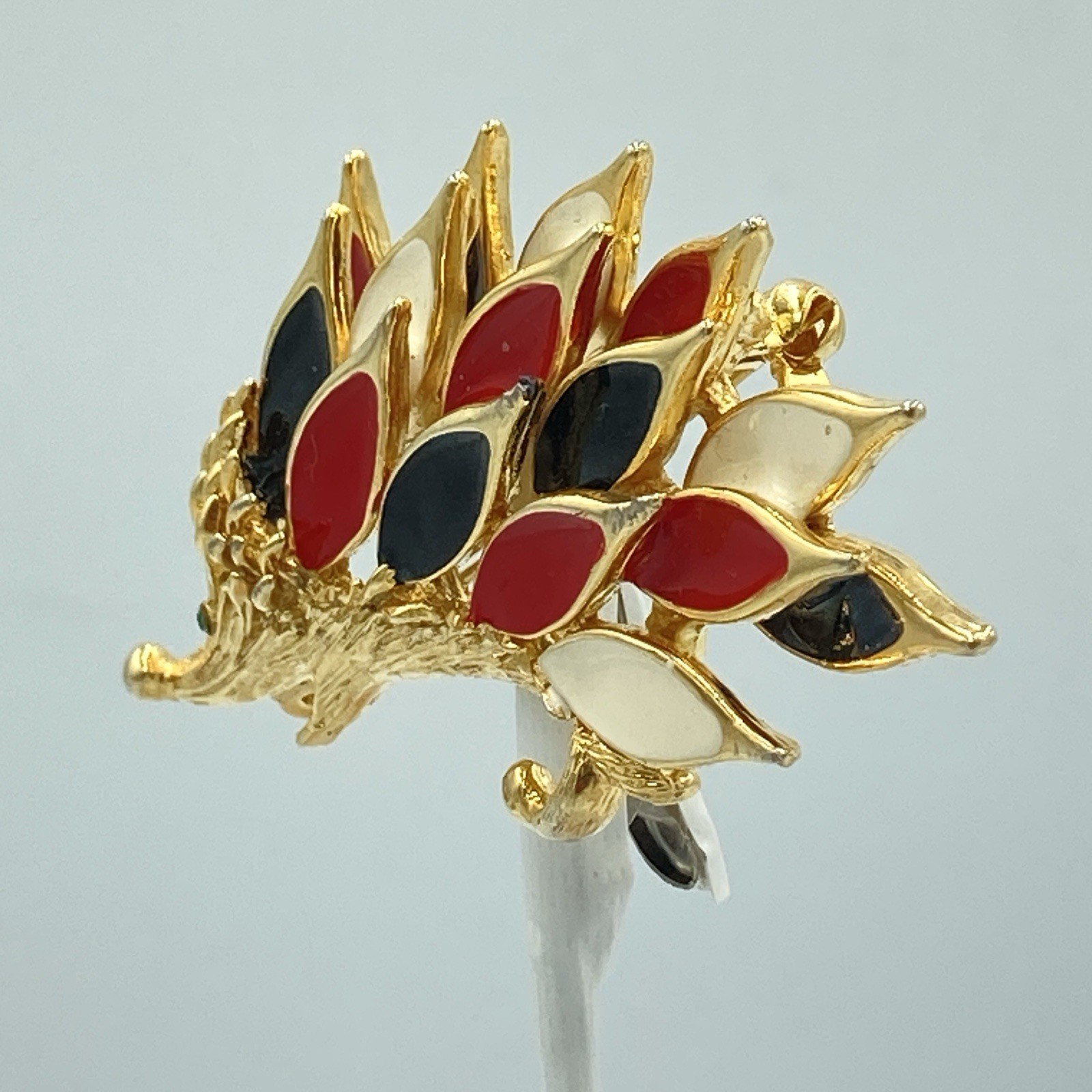 Vintage Signed ORENA Paris Hedgehog Brooch Gold Tone Enamel Pin France rare htf