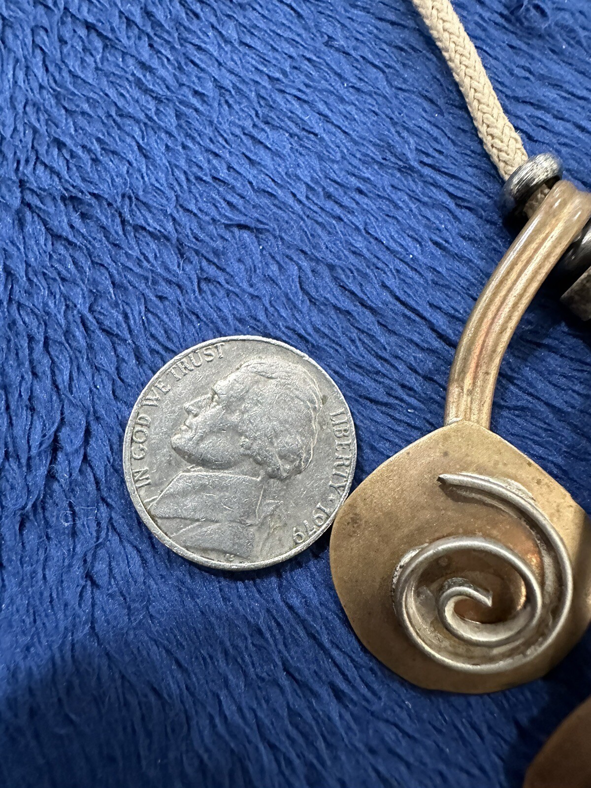 Vintage Mid Century Modernist Mixed Metals Statement Necklace, 17in
