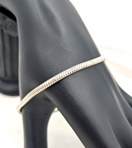 Vintage Charm Bracelet Sterling Silver Snake Chain Starter Bracelet 7.25″