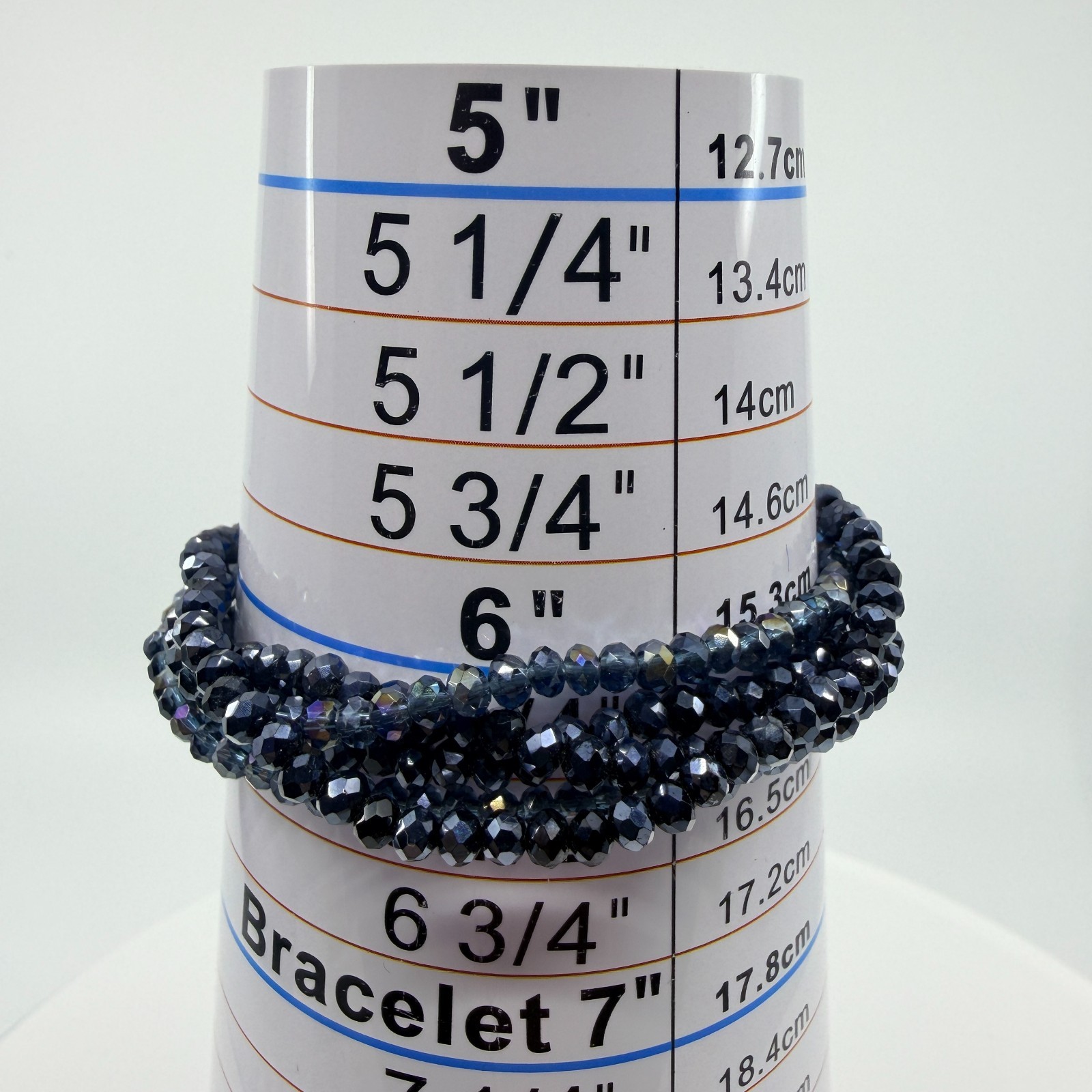 Vintage Navy Blue Crystal Beaded Multi Strand Wrap Bracelet Minimalist Boho Y2K