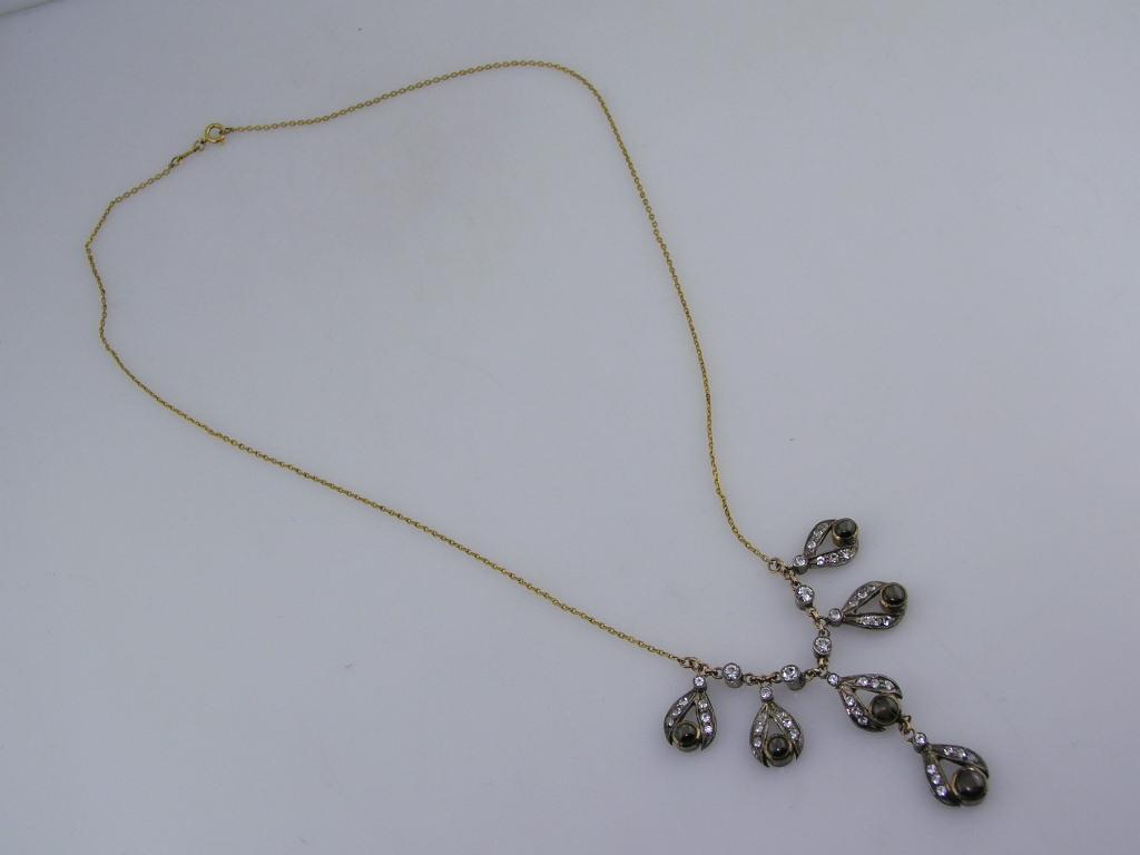 9ct / 9 carat Gold & Sterling Silver Edwardian Style Necklace